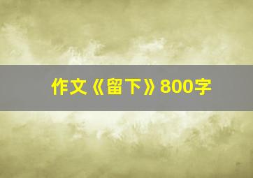 作文《留下》800字