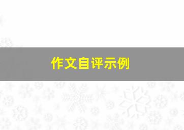 作文自评示例