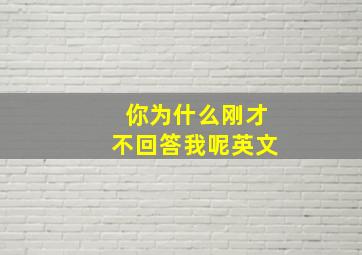 你为什么刚才不回答我呢英文