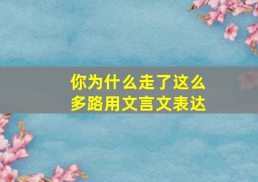 你为什么走了这么多路用文言文表达