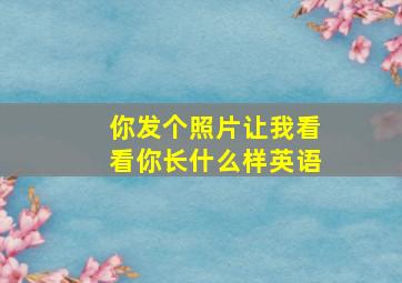 你发个照片让我看看你长什么样英语