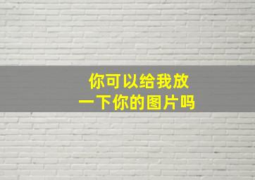 你可以给我放一下你的图片吗