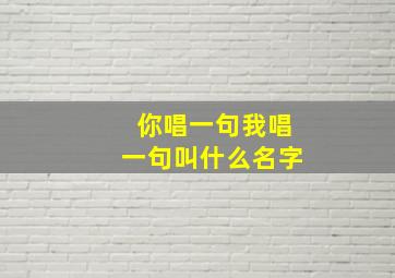 你唱一句我唱一句叫什么名字