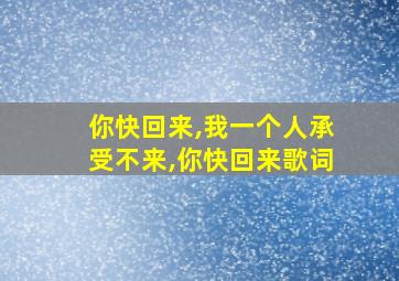 你快回来,我一个人承受不来,你快回来歌词