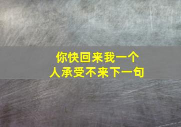 你快回来我一个人承受不来下一句