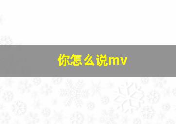 你怎么说mv