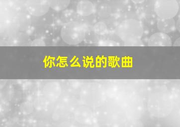 你怎么说的歌曲