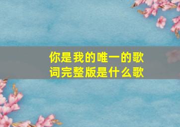 你是我的唯一的歌词完整版是什么歌