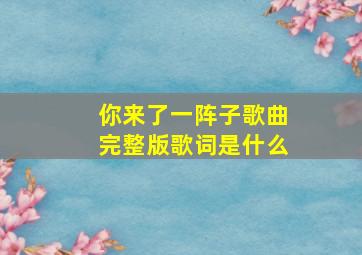 你来了一阵子歌曲完整版歌词是什么