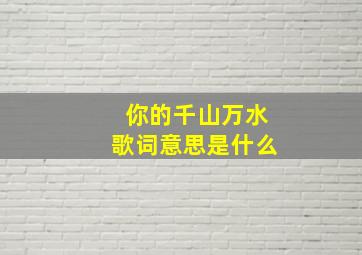 你的千山万水歌词意思是什么