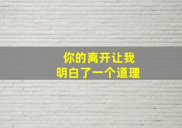 你的离开让我明白了一个道理