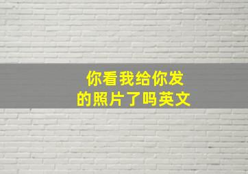 你看我给你发的照片了吗英文