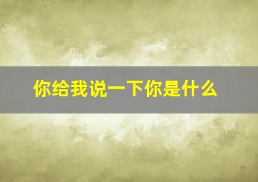 你给我说一下你是什么