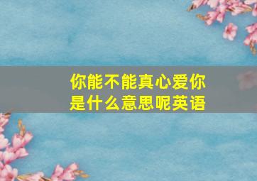 你能不能真心爱你是什么意思呢英语