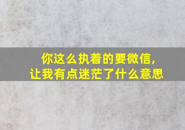 你这么执着的要微信,让我有点迷茫了什么意思