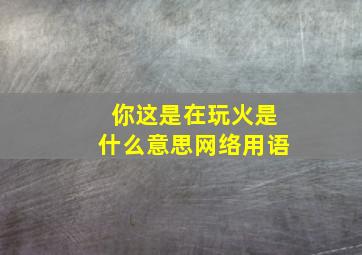 你这是在玩火是什么意思网络用语