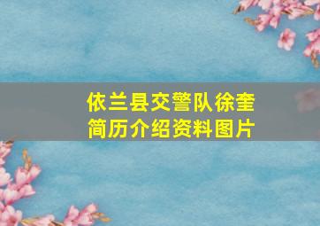 依兰县交警队徐奎简历介绍资料图片