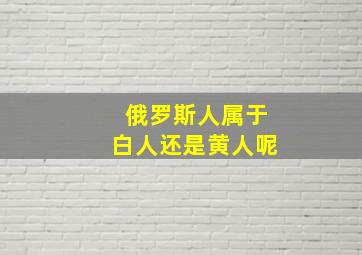 俄罗斯人属于白人还是黄人呢