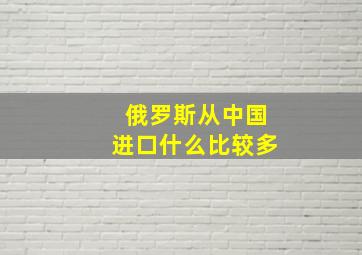 俄罗斯从中国进口什么比较多