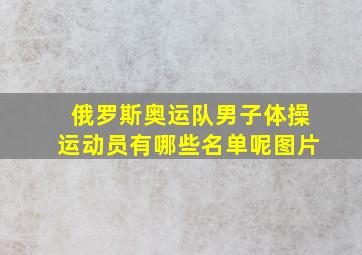 俄罗斯奥运队男子体操运动员有哪些名单呢图片