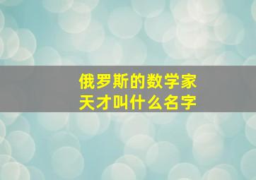 俄罗斯的数学家天才叫什么名字