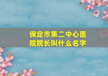 保定市第二中心医院院长叫什么名字