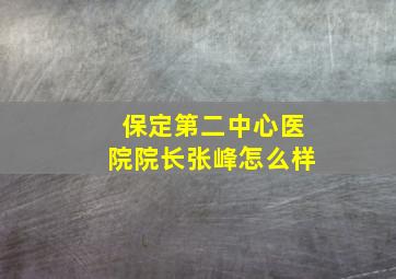 保定第二中心医院院长张峰怎么样