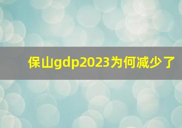 保山gdp2023为何减少了