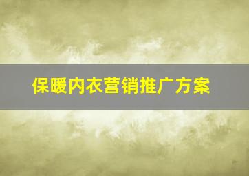 保暖内衣营销推广方案