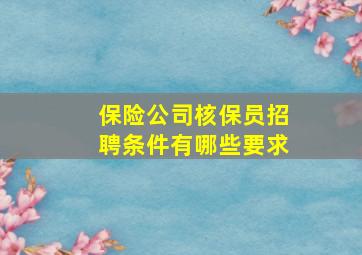 保险公司核保员招聘条件有哪些要求