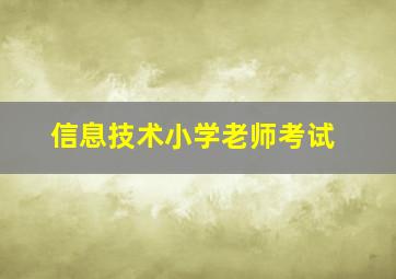 信息技术小学老师考试