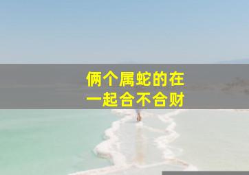 俩个属蛇的在一起合不合财