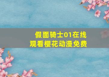 假面骑士01在线观看樱花动漫免费