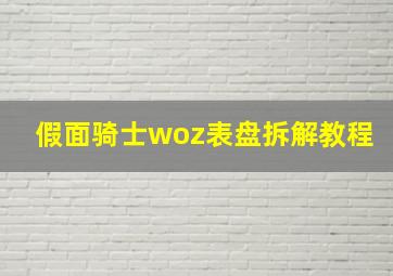 假面骑士woz表盘拆解教程