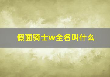 假面骑士w全名叫什么