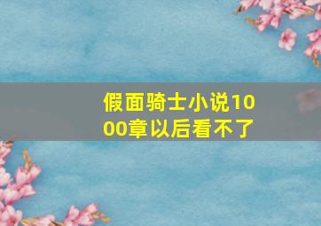 假面骑士小说1000章以后看不了