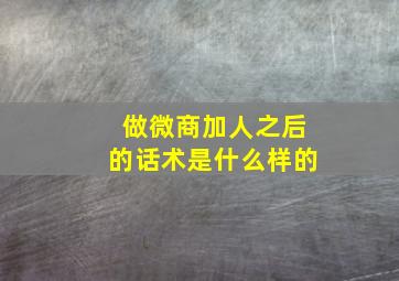 做微商加人之后的话术是什么样的