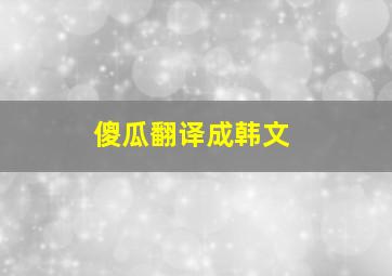 傻瓜翻译成韩文