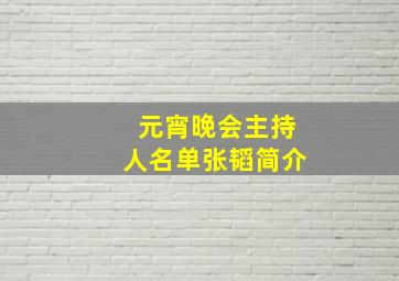 元宵晚会主持人名单张韬简介