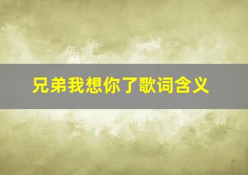 兄弟我想你了歌词含义