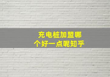 充电桩加盟哪个好一点呢知乎