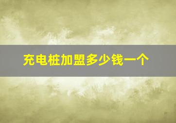 充电桩加盟多少钱一个