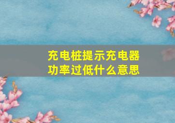 充电桩提示充电器功率过低什么意思