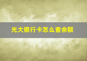 光大银行卡怎么查余额