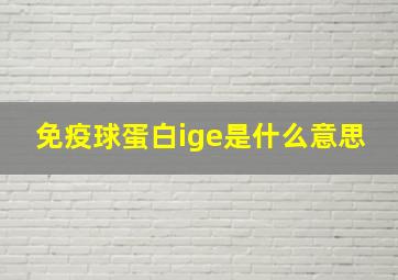 免疫球蛋白ige是什么意思