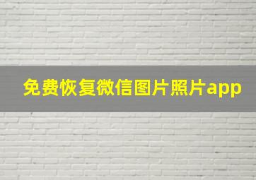 免费恢复微信图片照片app