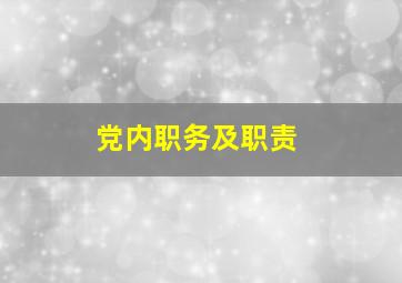 党内职务及职责