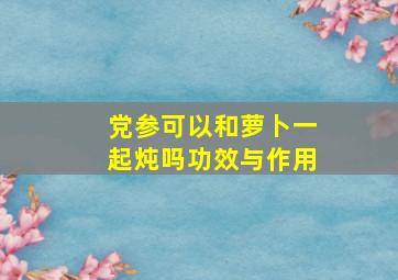 党参可以和萝卜一起炖吗功效与作用