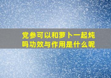 党参可以和萝卜一起炖吗功效与作用是什么呢