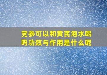 党参可以和黄芪泡水喝吗功效与作用是什么呢